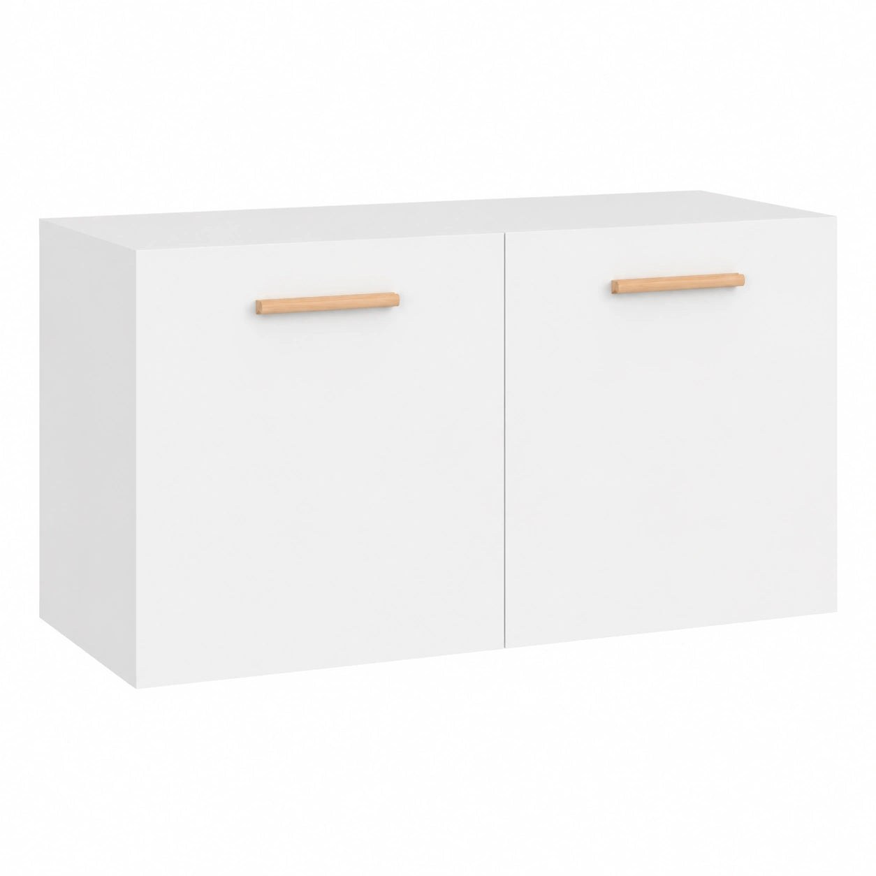 Pensile Bianco in Legno, 80x35x36,5 cm, con 2 Ante, Stile Scandinavo, per Soggiorno e Camera, Montaggio Facile