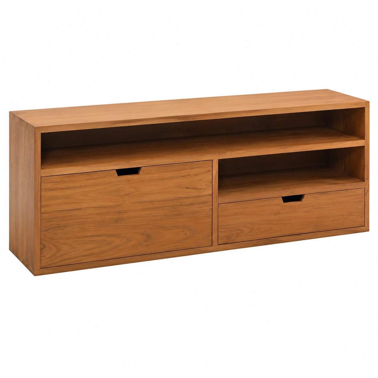 Tavolino TV in Teak Scandinavo con Cassetti - 110x30x40 cm