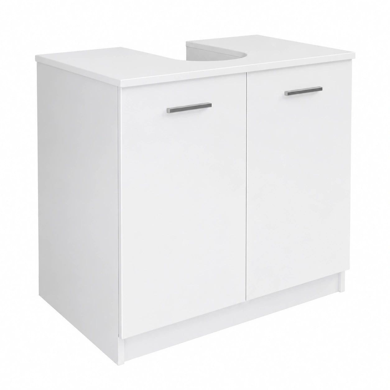 Mobile Sottolavabo in Kit con 2 Ante, Bianco Lucido, 70x46x62 cm