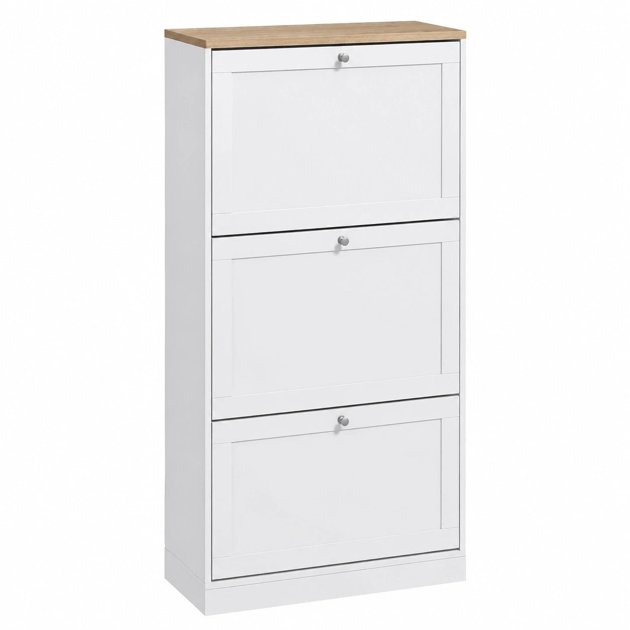 Scarpiera Moderna HOMCOM a 3 Ante con Effetto Legno per 18 Paia di Scarpe, Bianco