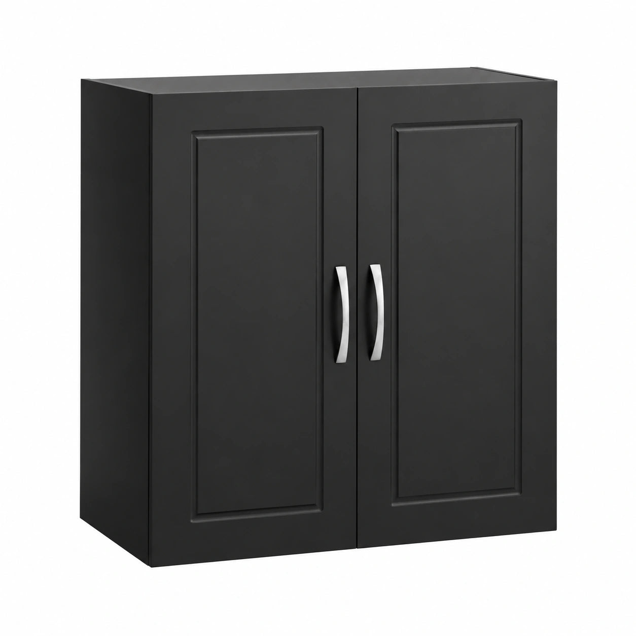 Mobiletto da Parete Bagno Sospeso con Ripiano Regolabile e Anta Nero 60x30x60 cm