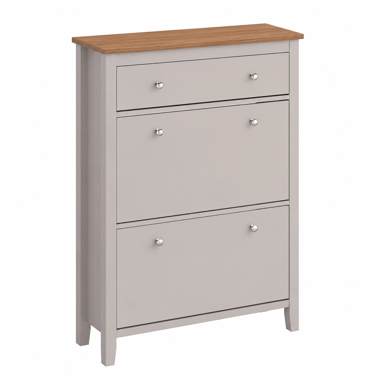 Scarpiera Slim con Cassetto e 2 Ante Ribaltabili, Capacità 12 Paia - Stile Nordico in Legno, 78x24x108 cm, Marrone Chiaro
