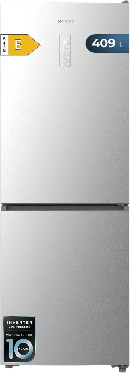 Cecotec, Frigorifero, 409L, 185cm, con tecnologia inverter, Argento