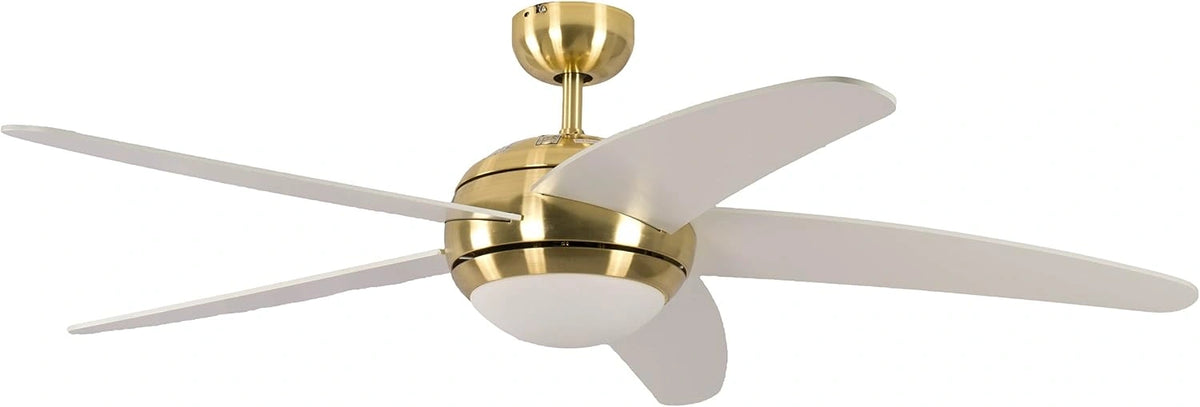 Pepeo, Ventilatore da soffitto, 132 cm, con telecomando, Bianco