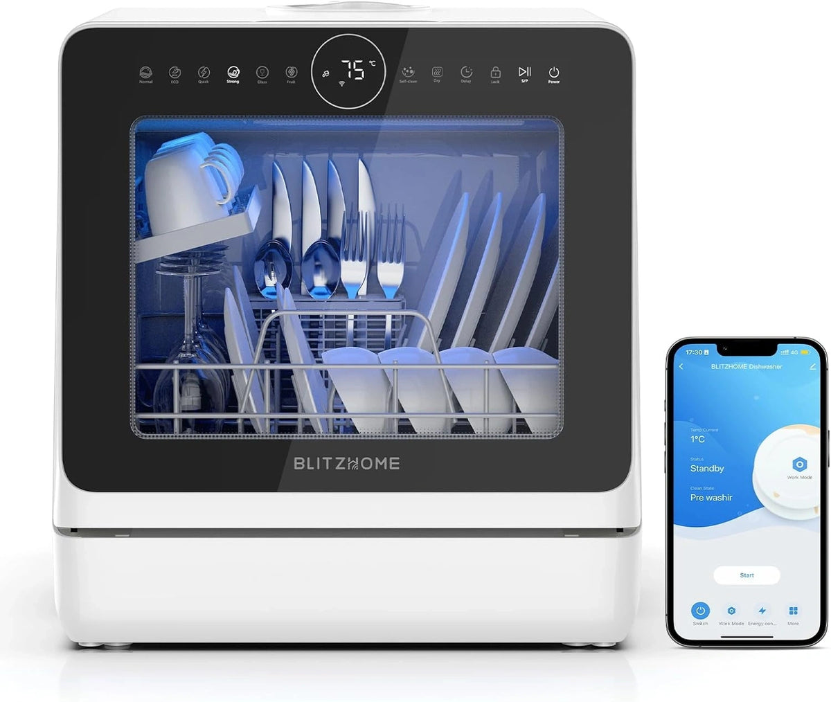 BLITZHOME, Lavastoviglie, portatile, con controllo intelligente