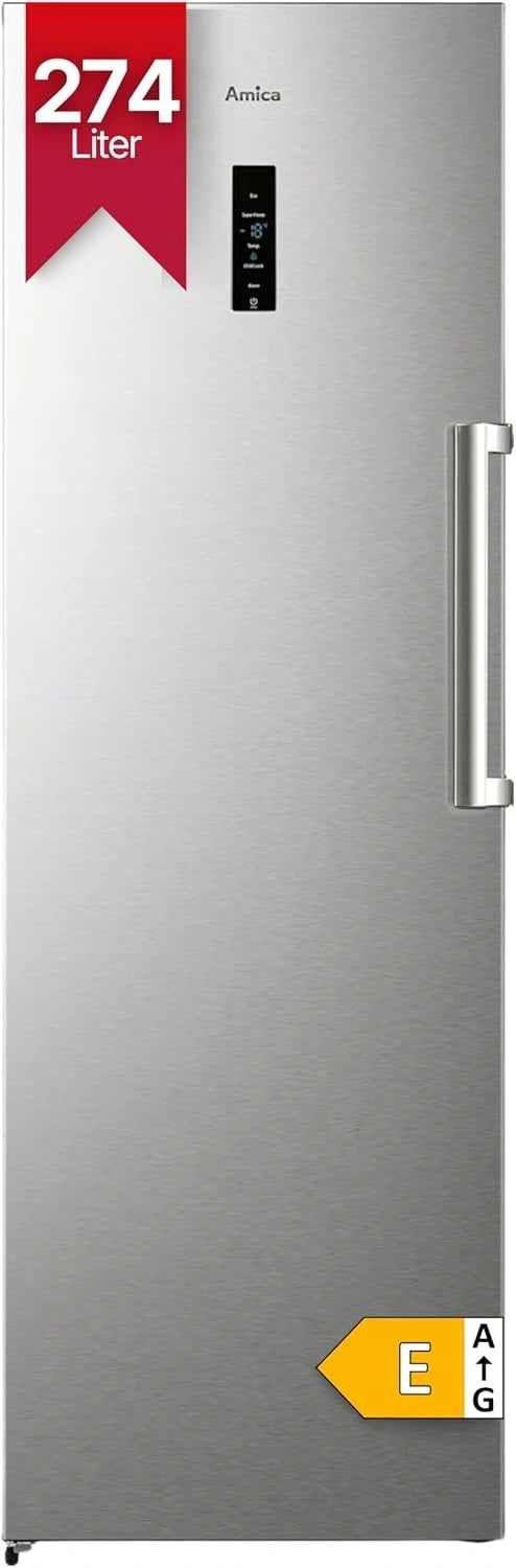 Amica GSN 328, Congelatore, 186 cm, con display digitale, a LED, Argento