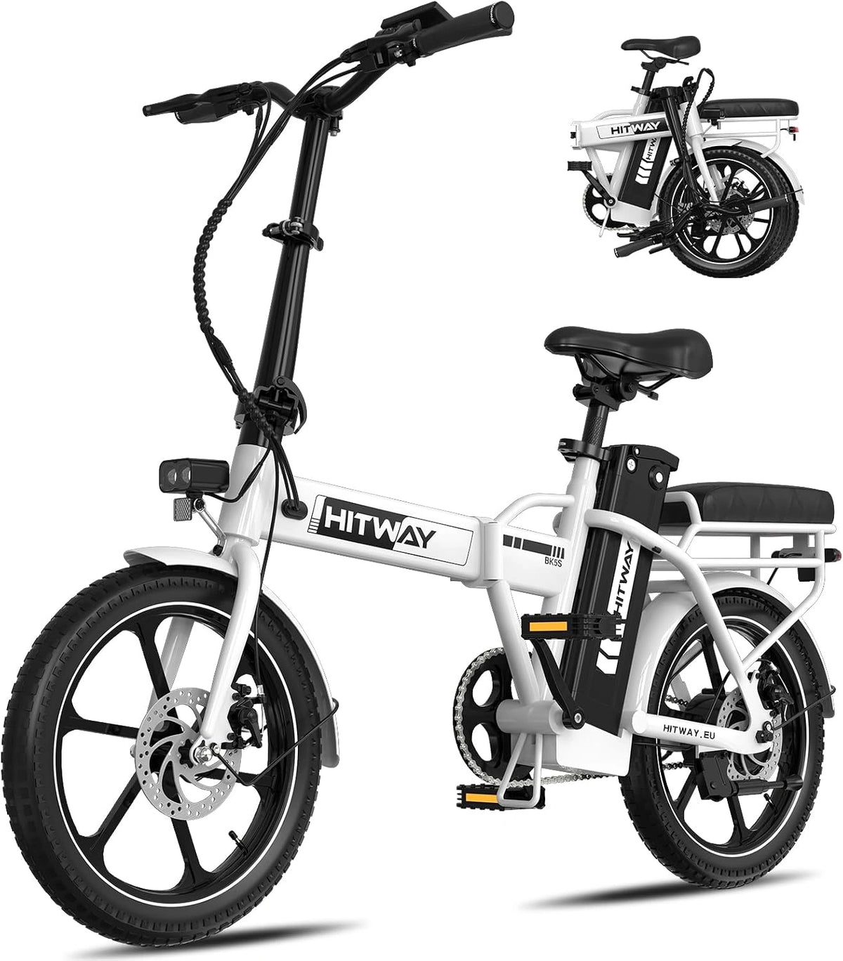HITWAY, Bicicletta elettrica, 36V, 13Ah, pieghevole