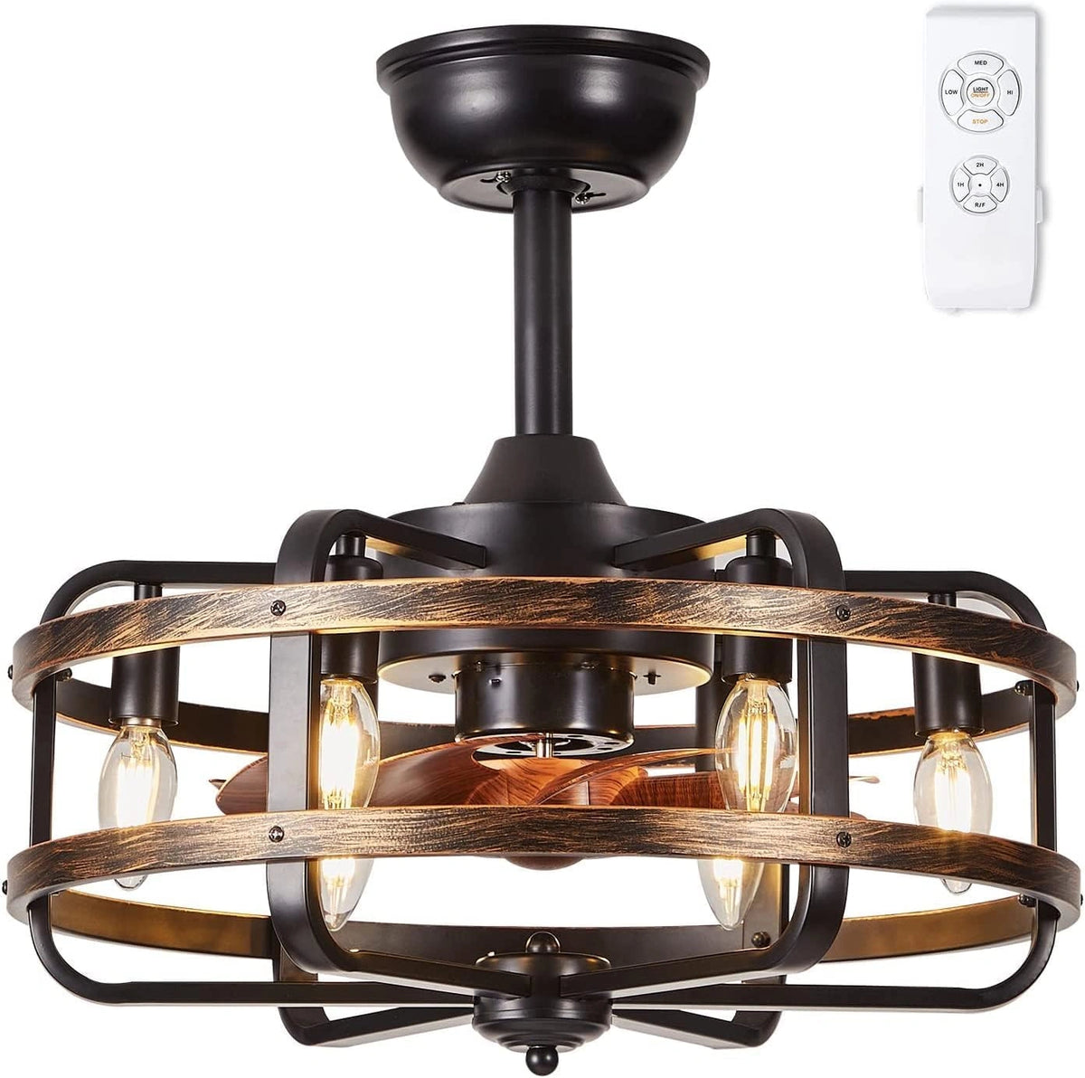 Ventilatore da soffitto, 46cm, con telecomando, con timer, Nero