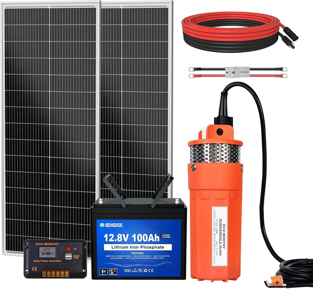 DCHOUSE, Batteria ricaricabile, 100Ah, 12V, 100W, con Bluetooth