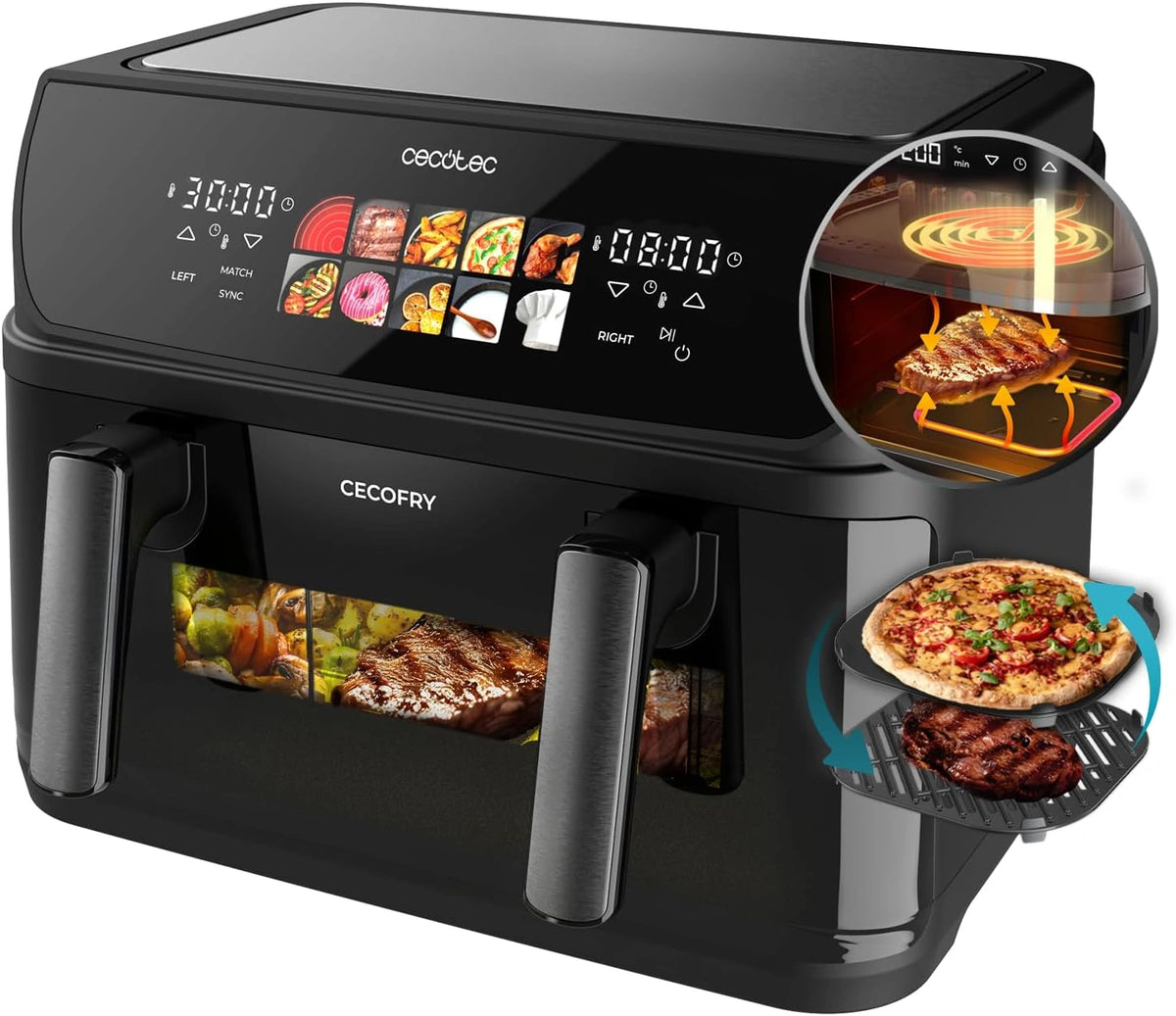 Cecotec, Friggitrice ad aria, 2800W, 10L, portatile, multifunzione