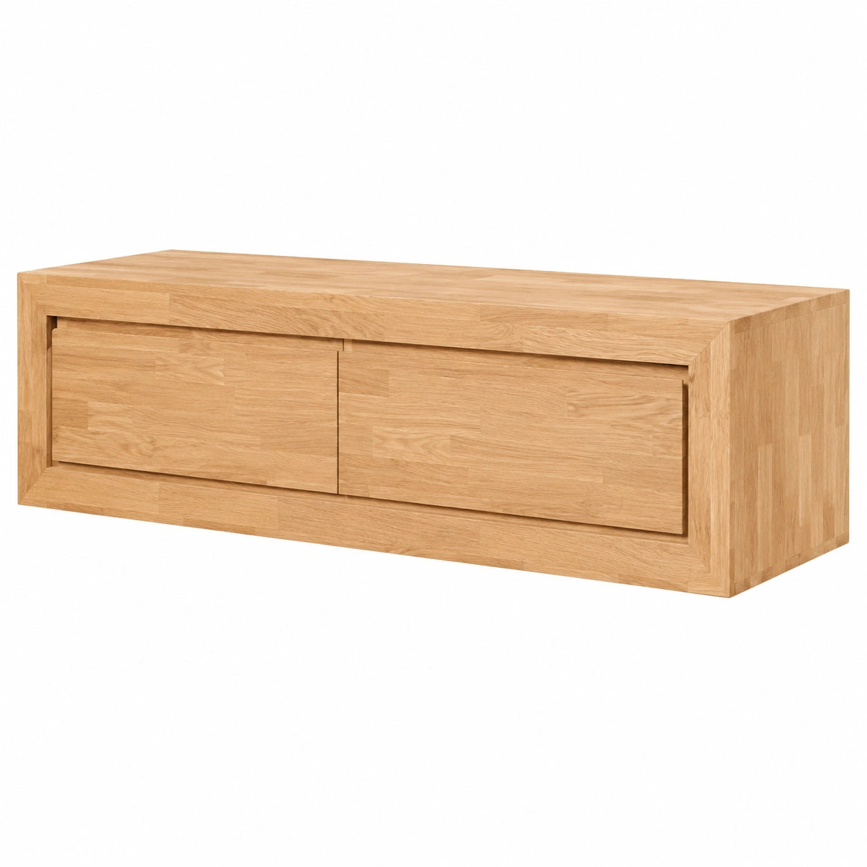 Mobile TV in rovere massello con cassetti, design nordico, 100x25x30 cm