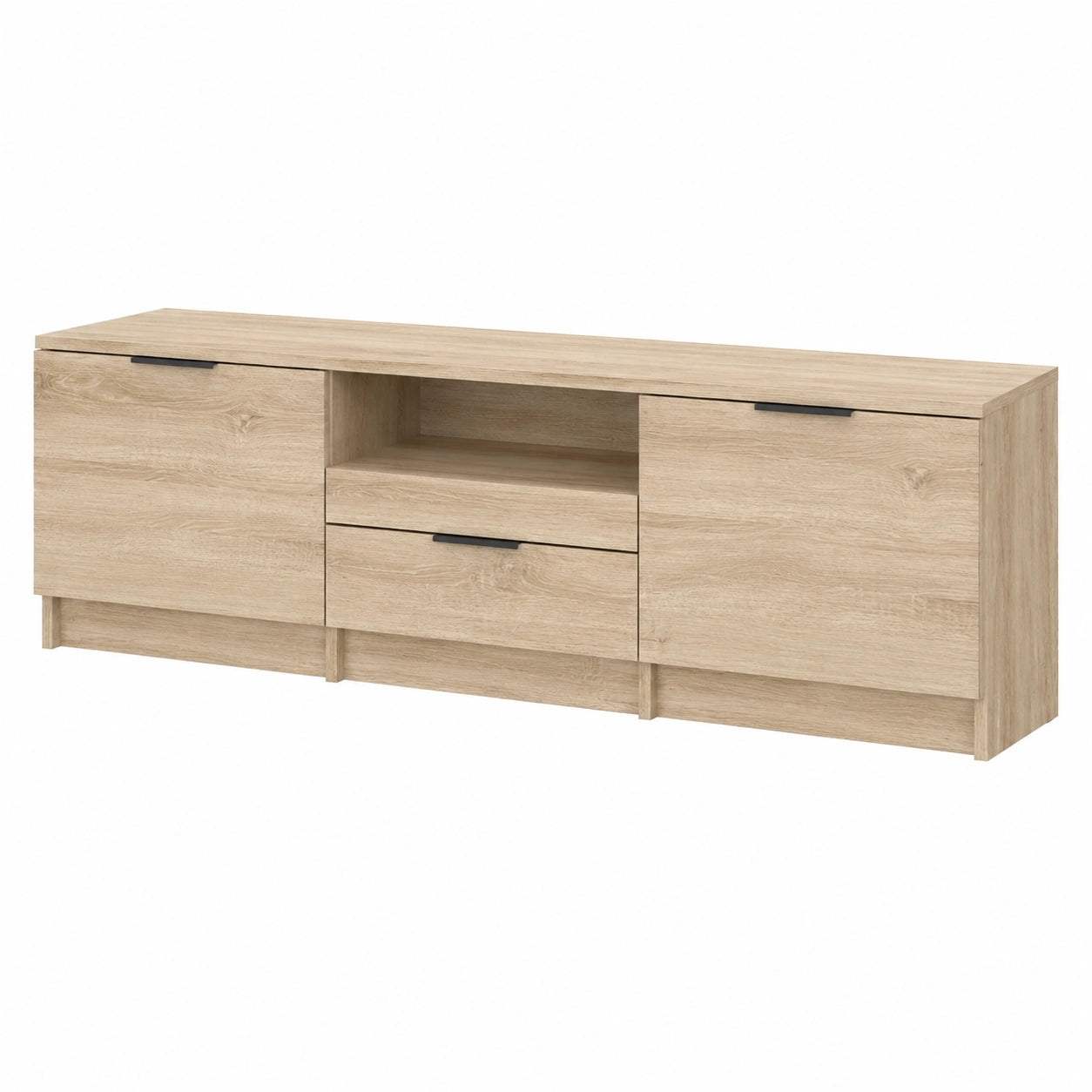 Mobile TV in Rovere Sonoma per Televisori fino a 60 pollici, 140x35x40 cm, Design Moderno con Ripiani
