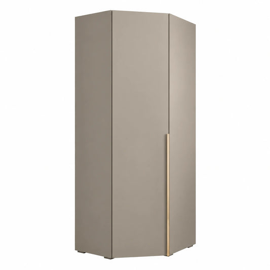 Armadio ad Angolo Inova 1 con Ripiani e Appendiabiti - Soluzione Salvaspazio per Camera da Letto e Ingresso - 236,7x81,7x47cm - Cashmere e Oro