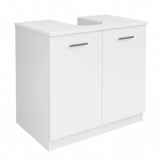 Mobile Sottolavabo in Kit con 2 Ante, Bianco Lucido, 70x46x62 cm