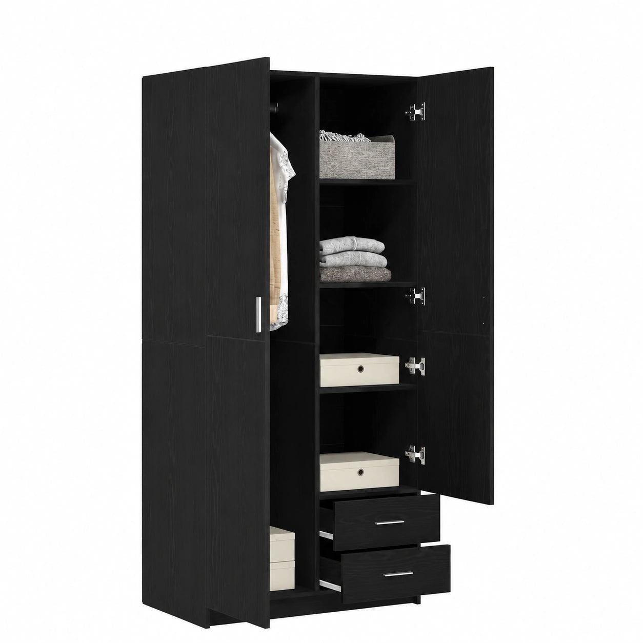 Armadio Moderno in Rovere Nero, 80x52x180 cm, per Camera da Letto