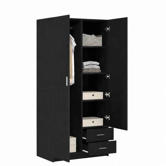 Armadio Moderno in Rovere Nero, 80x52x180 cm, per Camera da Letto