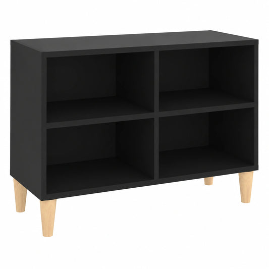 Mobile TV nero scandinavo 69,5x30x50 cm con 4 scomparti e gambe in legno d'eucalipto