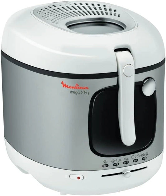 Moulinex, Friggitrice elettrica, 3 litri, con timer, Bianco/Argento