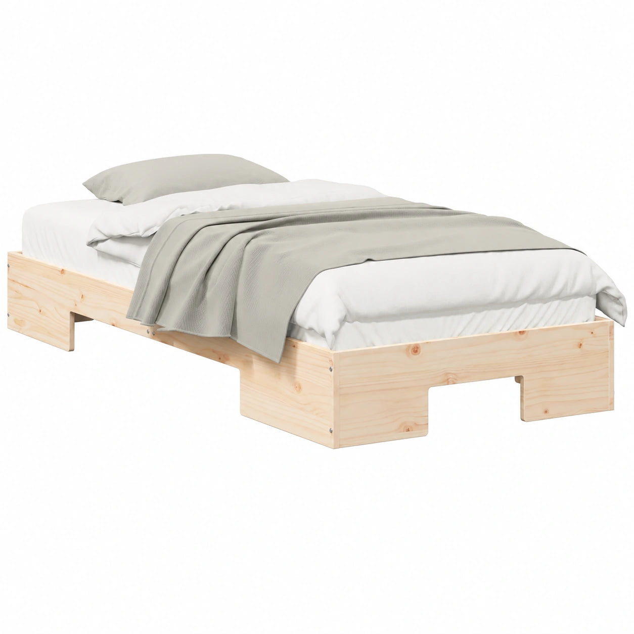 Letto Moderno in Pino 80x200 cm Marrone, Struttura Robusta Minimalista