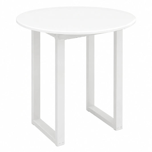 Tavolo Rotondo Bianco Lucido Ø70 cm in Legno Multistrato, Design Moderno e Resistente