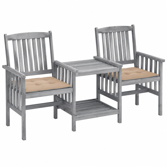 Set arredo giardino in legno di acacia con tavolo e cuscini