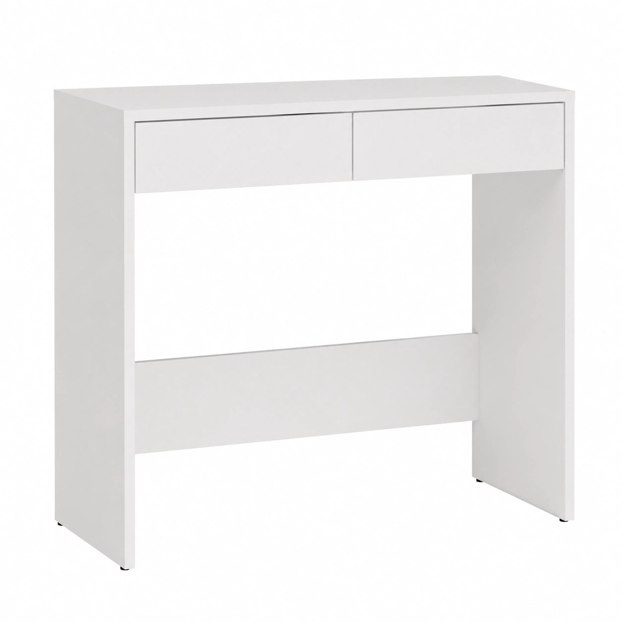 Scrivania Compatta 81x80x50 cm con 2 Cassetti, Ideale per Cameretta e Ufficio, Tavolo PC con Superficie Antigraffio, Colore Bianco Opaco