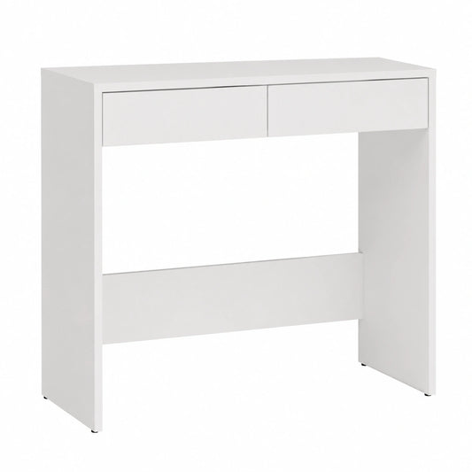 Scrivania Compatta 81x80x50 cm con 2 Cassetti, Ideale per Cameretta e Ufficio, Tavolo PC con Superficie Antigraffio, Colore Bianco Opaco