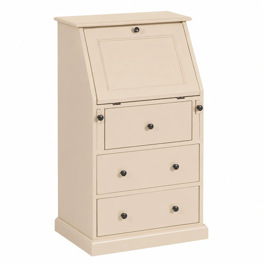 Armadio Country in Legno Massello Beige con 5 Cassetti 65x45x110 cm