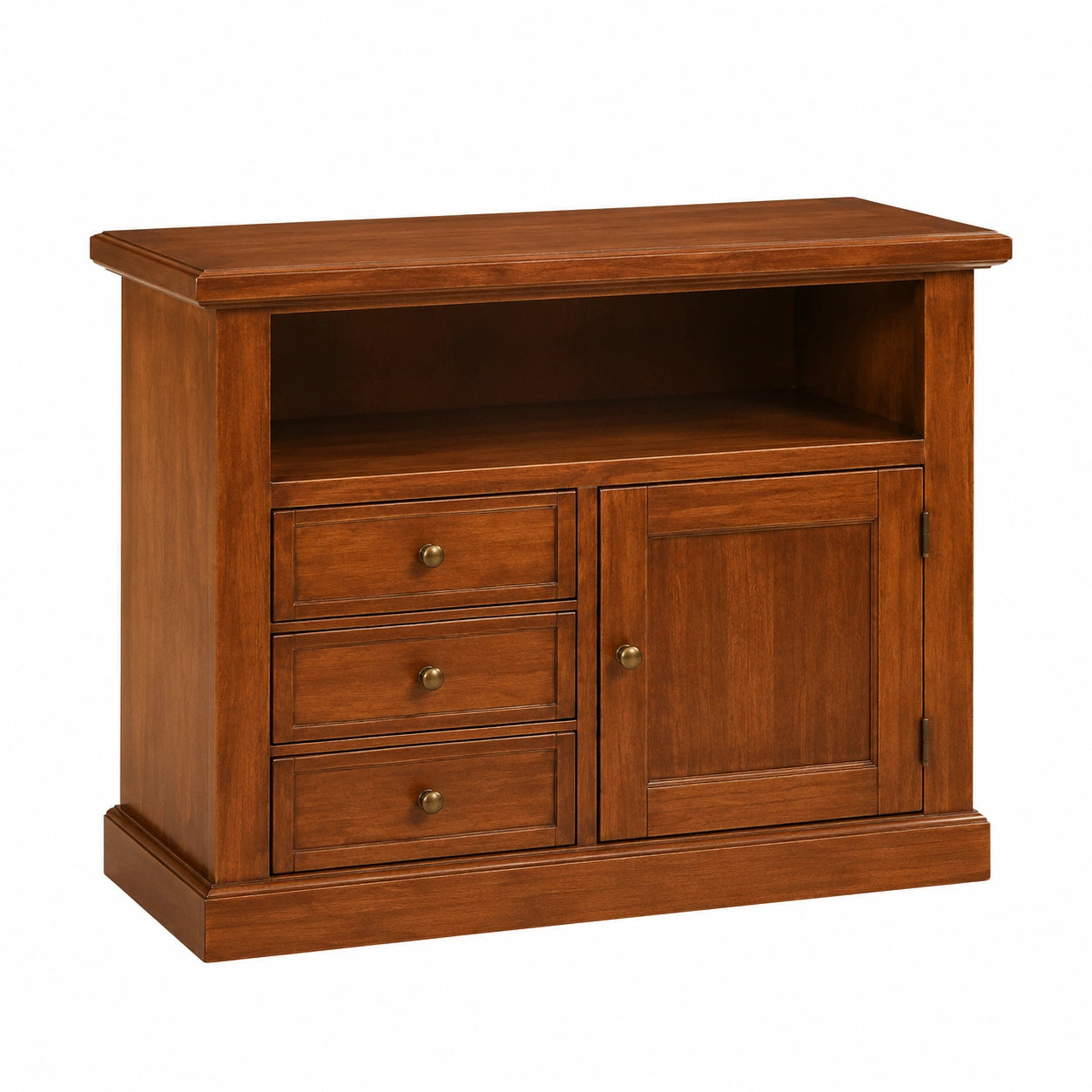 Mobile TV classico in legno massello con finitura noce lucido, 84x40x80 cm