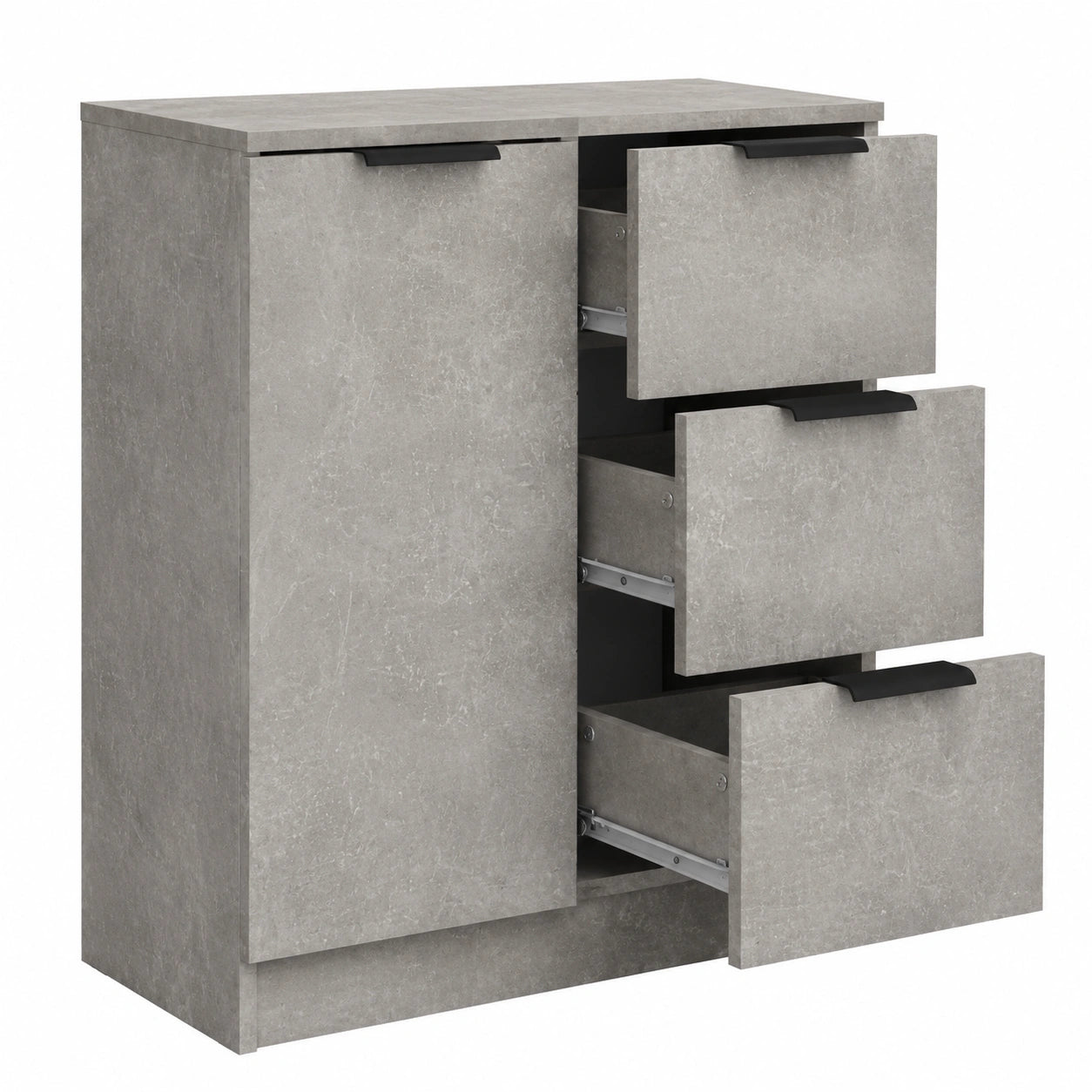Credenza Moderna in Legno Grigio con Cassetti e Anta, Mobile Salvaspazio per Casa e Ufficio