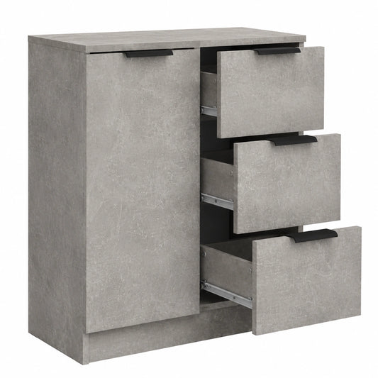 Credenza Moderna in Legno Grigio con Cassetti e Anta, Mobile Salvaspazio per Casa e Ufficio