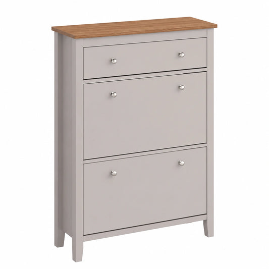 Scarpiera Slim con Cassetto e 2 Ante Ribaltabili, Capacità 12 Paia - Stile Nordico in Legno, 78x24x108 cm, Marrone Chiaro