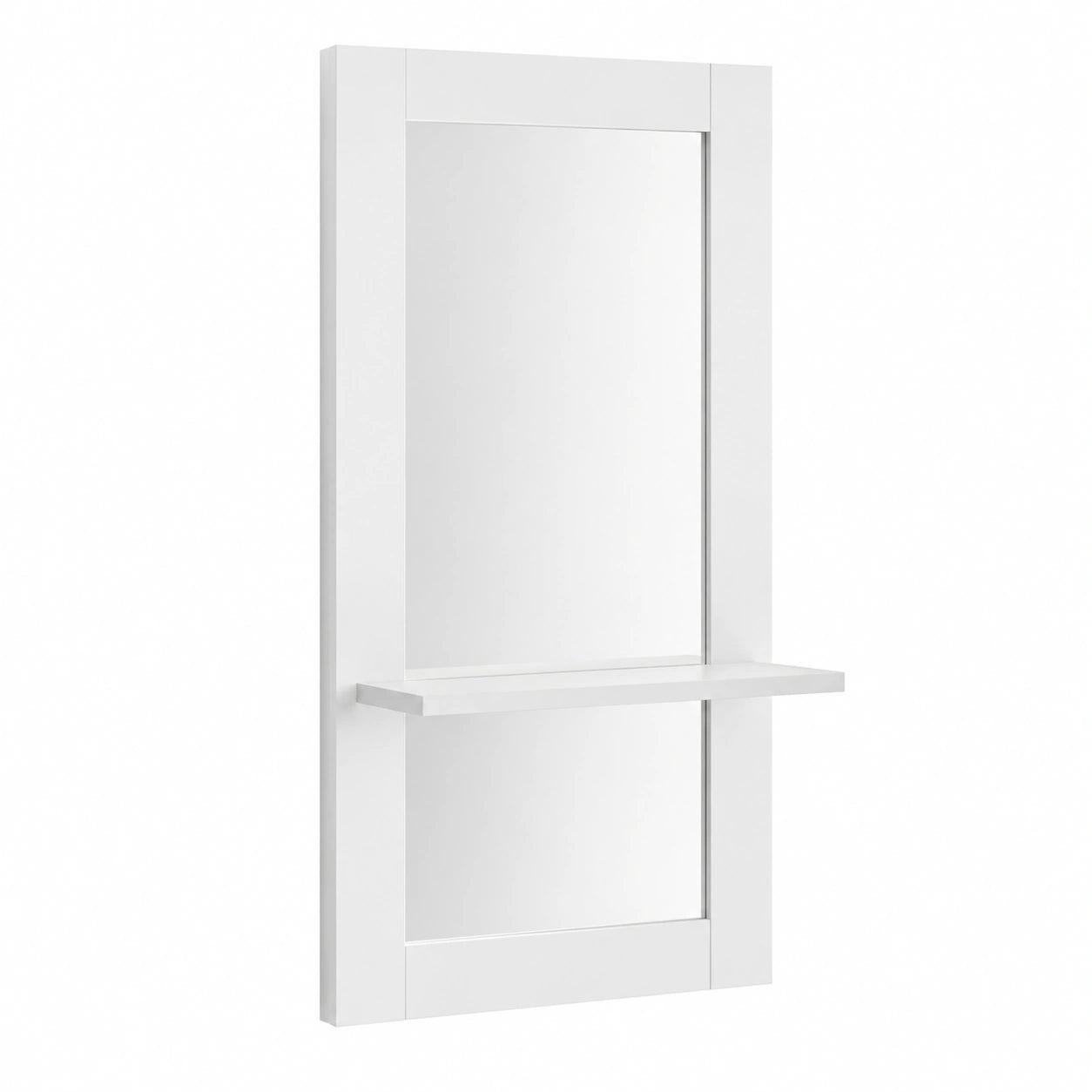 Specchio da Ingresso con Mensola, Bianco Opaco, 126x66x22 cm, Made in Italy