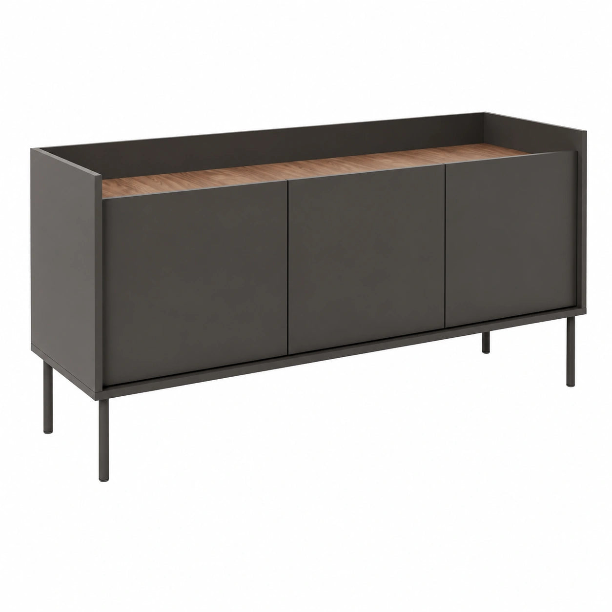 Mobile TV in Legno Nero con Gambe Metalliche, Design Moderno, 140 cm