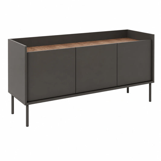 Mobile TV in Legno Nero con Gambe Metalliche, Design Moderno, 140 cm