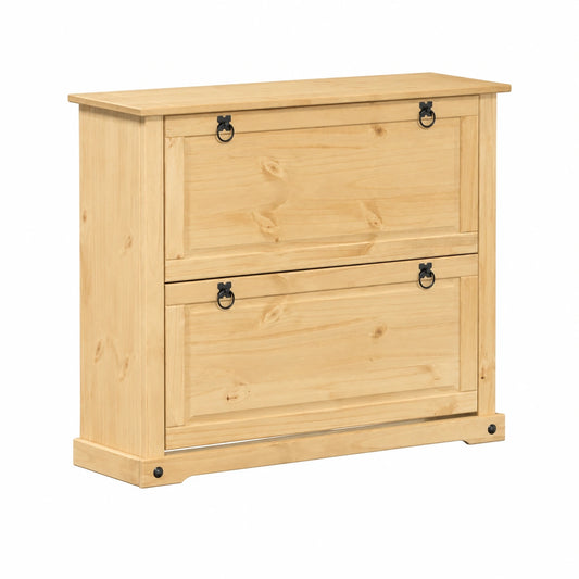 Scarpiera in Legno Massello di Pino con Ripiani 99x32x85 cm
