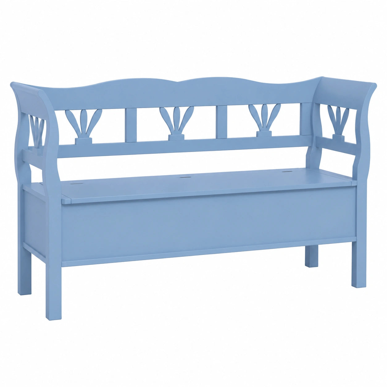 Panca in Legno Stile Country Azzurro con Vano Contenitore