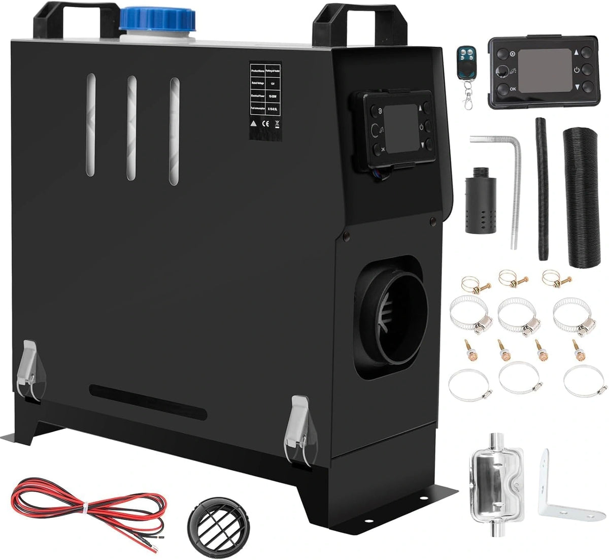 Riscaldatore, Riscaldatore elettrico, 12 V, 8 KW, 10 l, con display digitale, Nero