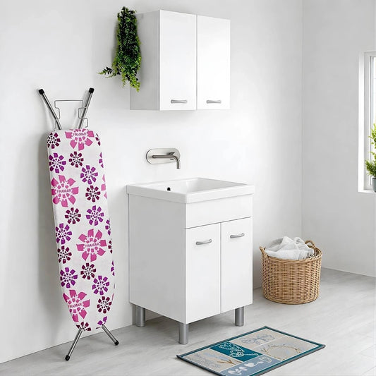 Mobile LAVATOIO, Prodotto per casa e tempo libero, 33 cm, portatile, Bianco/Argento