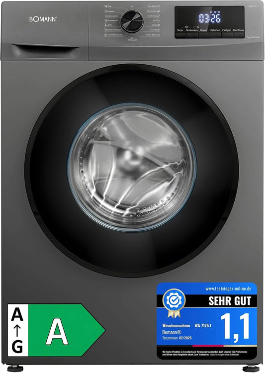 Bomann, Lavatrice, 7 kg, con display digitale, con tecnologia inverter, a LED