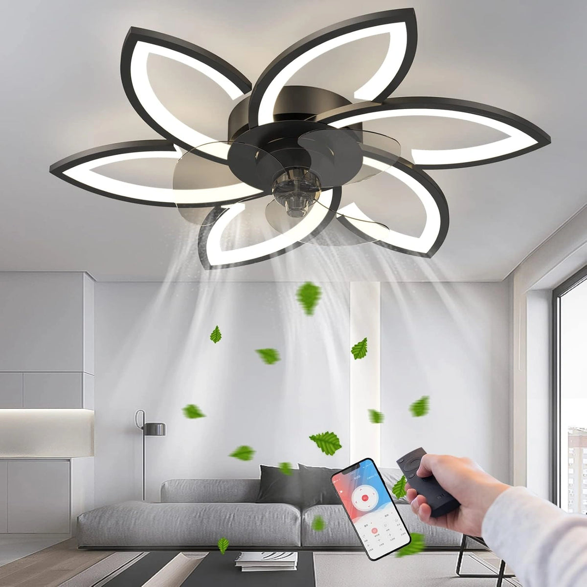 Ventilatore da soffitto, con telecomando, a LED, silenzioso