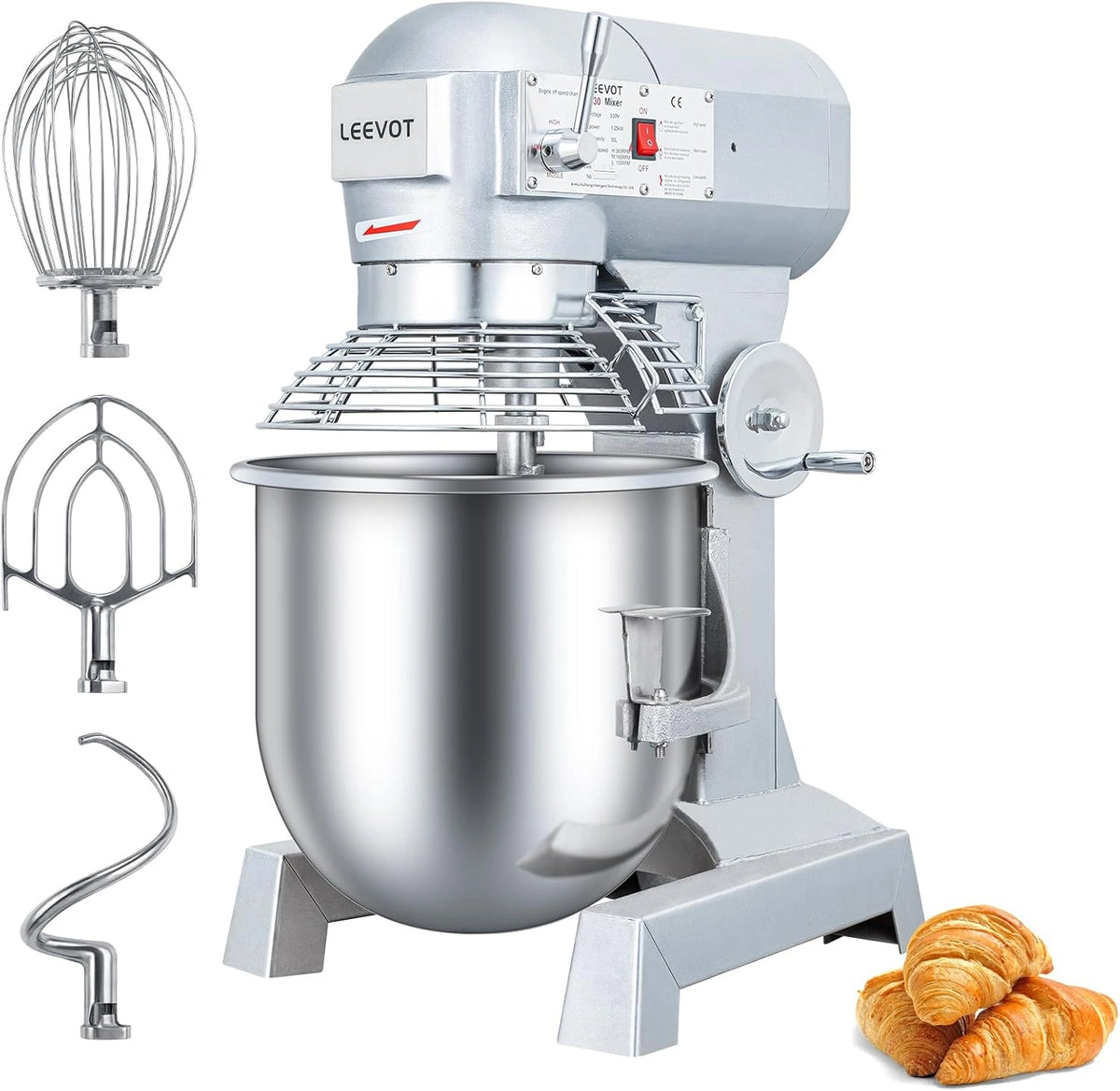 LEEVOT, Robot da cucina, 1250W, 30L, regolabile, Argento
