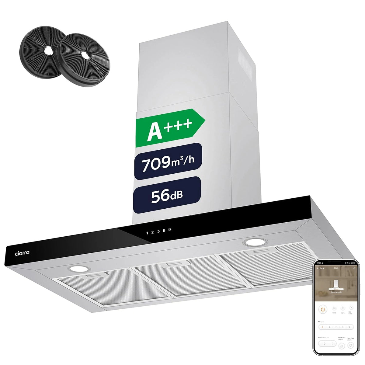 CIARRA CBCS9102, Prodotto per casa e tempo libero, 90 cm, 61dB, con Wi-Fi