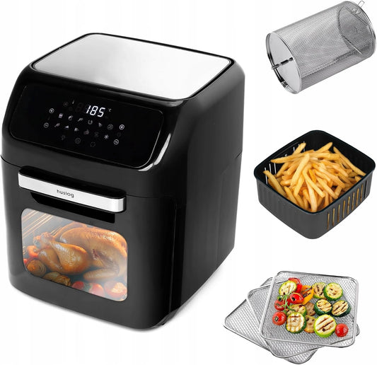 Friggitrice, Friggitrice ad aria, 1800W, 12L, con display digitale, a LED, multifunzione, Nero