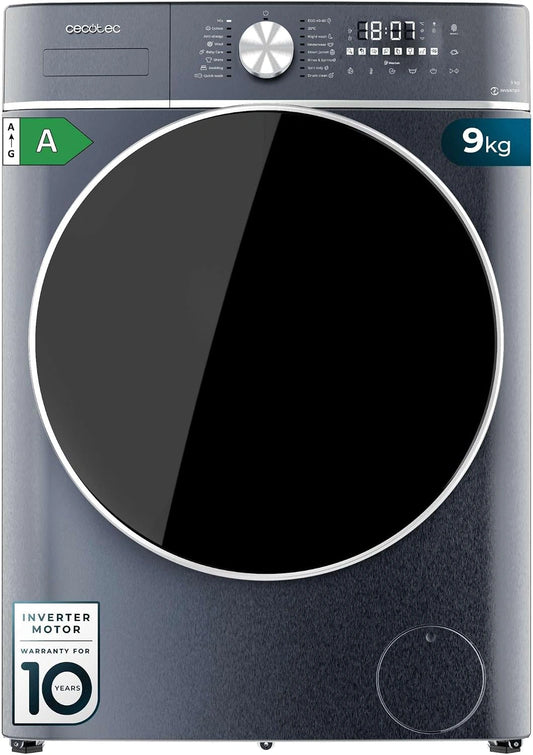 Cecotec, Lavatrice, 2000 W, 9 Kg, con display digitale, con tecnologia inverter, automatico, Blu