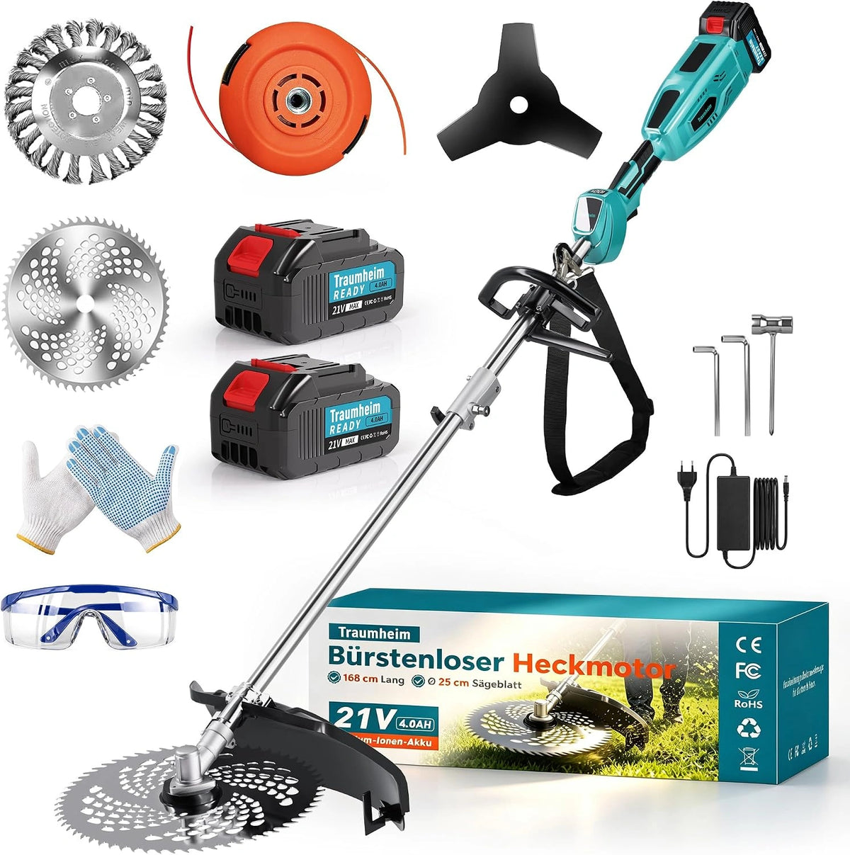 Decespugliatore, Batteria ricaricabile, 950W, 4,0 Ah, multifunzione