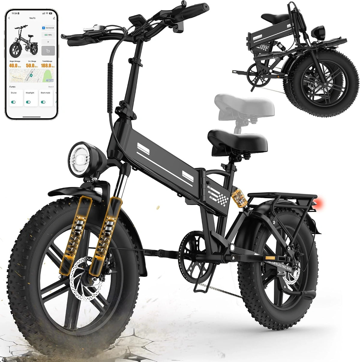 EGGKING, Bicicletta elettrica, 48V, 15 Ah, 80 Km, con display digitale, con controllo intelligente