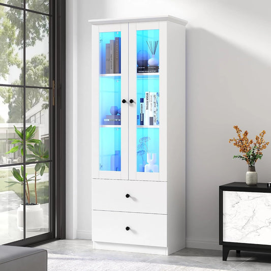 Merax, Letto, a LED, regolabile, Bianco