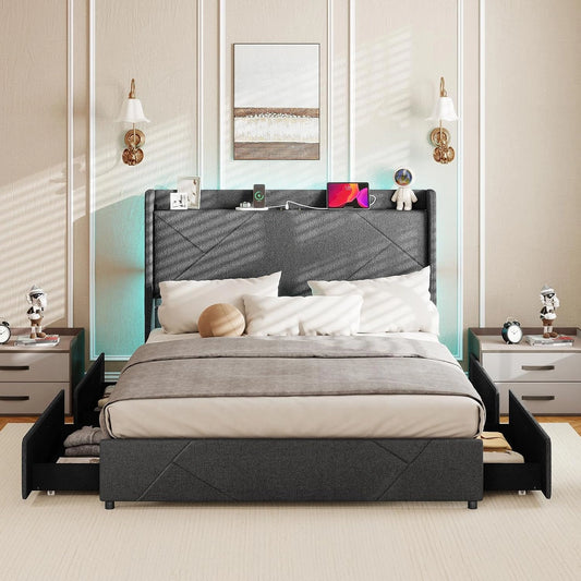 GIANTEX, Letto, 200 cm, a LED