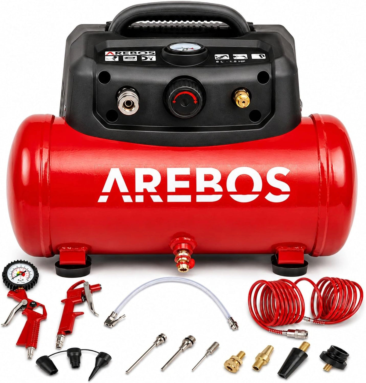 Arebos, Compressore d'aria, 50 l, 30 l, 6 l, automatico, silenzioso
